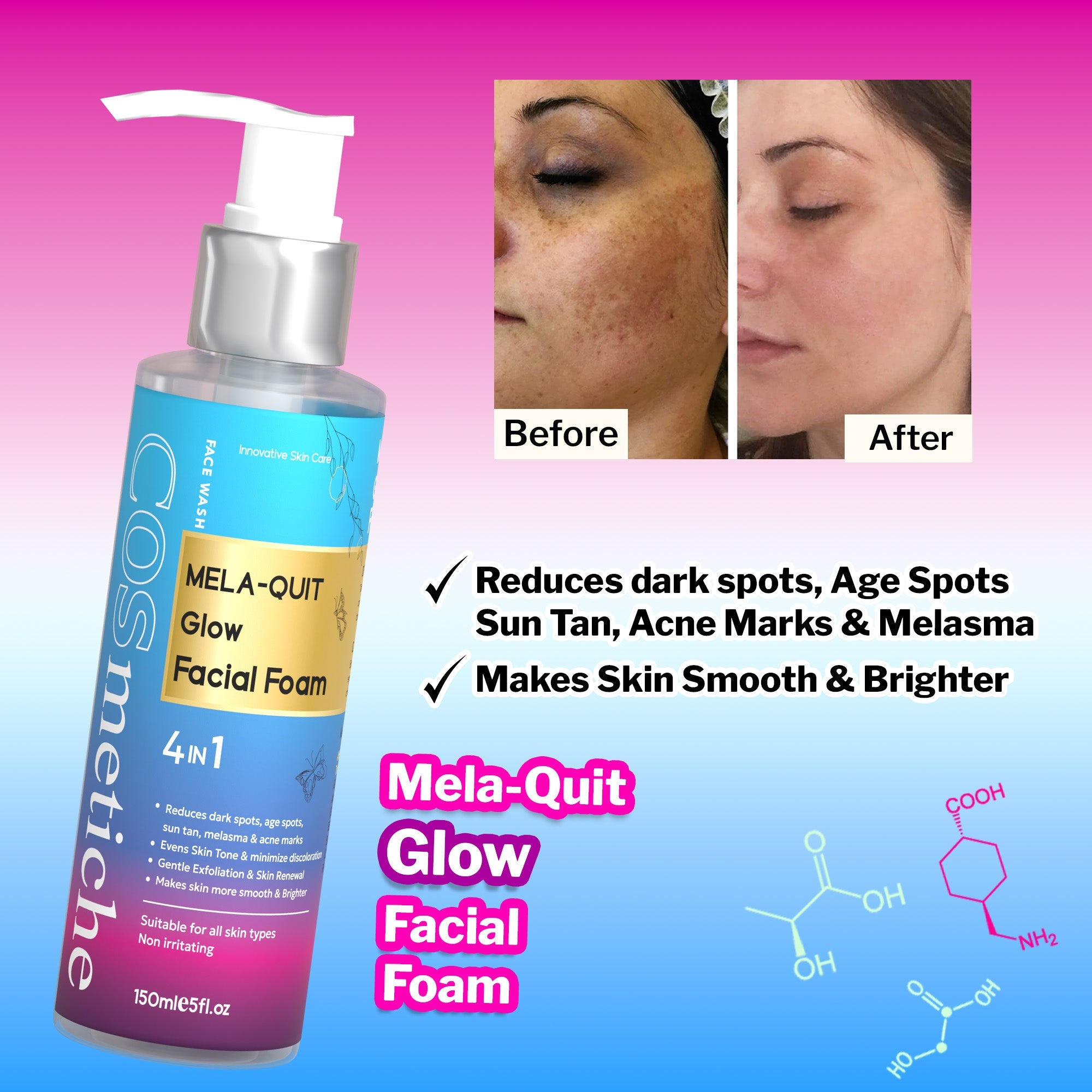 Mela-Quit glow Facial Foam